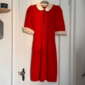 Vintage St. John by Marie Gray collared red knit dress Size 2/XS